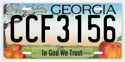 GA license plate CCF3156