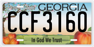 GA license plate CCF3160