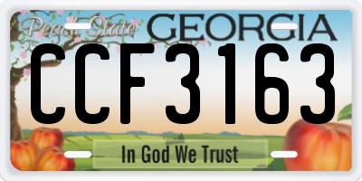 GA license plate CCF3163