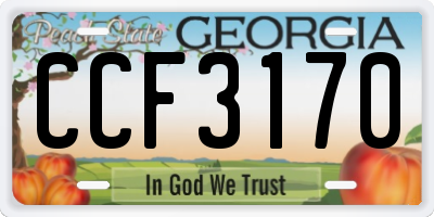 GA license plate CCF3170