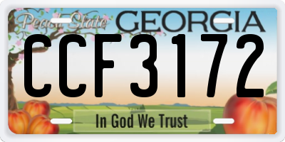 GA license plate CCF3172