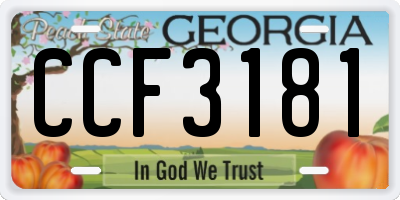 GA license plate CCF3181