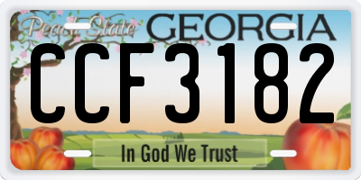 GA license plate CCF3182