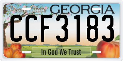 GA license plate CCF3183