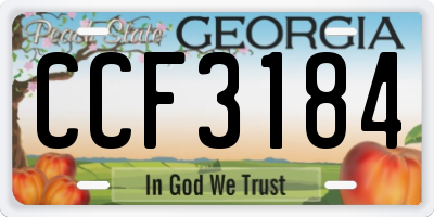 GA license plate CCF3184