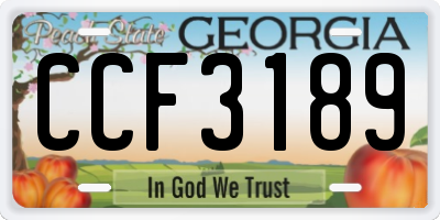 GA license plate CCF3189