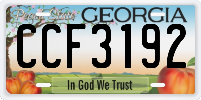 GA license plate CCF3192
