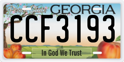 GA license plate CCF3193