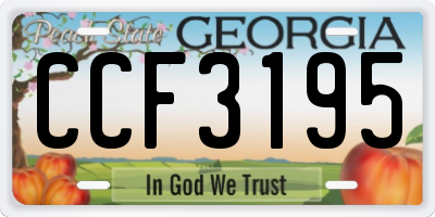 GA license plate CCF3195