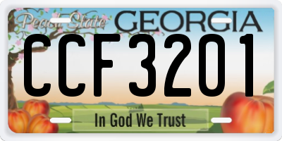 GA license plate CCF3201