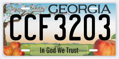 GA license plate CCF3203