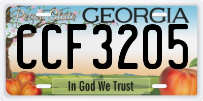 GA license plate CCF3205