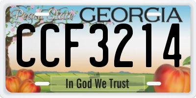GA license plate CCF3214