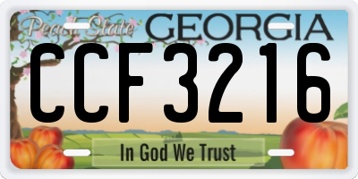 GA license plate CCF3216