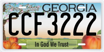 GA license plate CCF3222