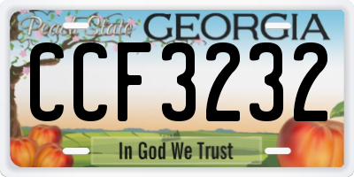 GA license plate CCF3232