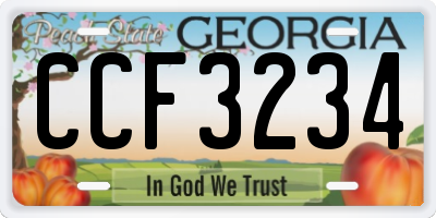 GA license plate CCF3234