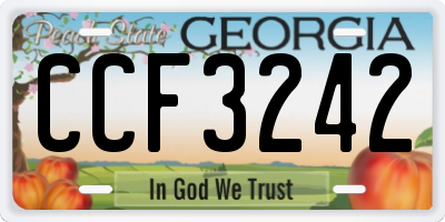 GA license plate CCF3242