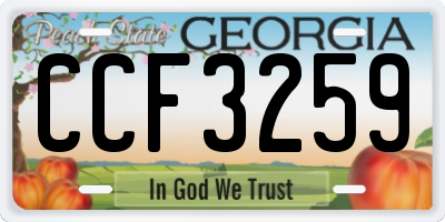GA license plate CCF3259