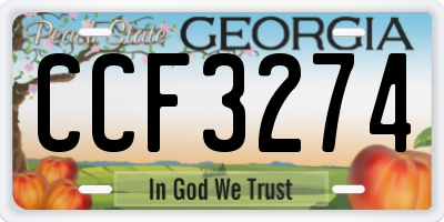 GA license plate CCF3274
