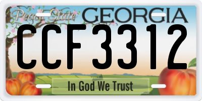 GA license plate CCF3312
