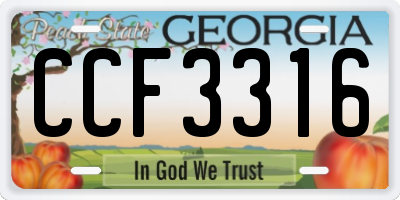 GA license plate CCF3316