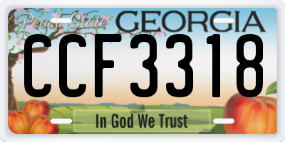 GA license plate CCF3318