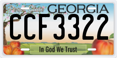 GA license plate CCF3322
