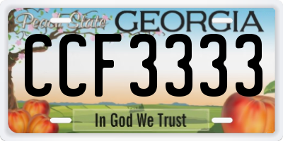 GA license plate CCF3333