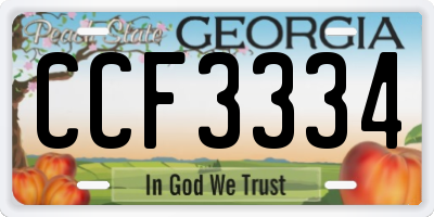 GA license plate CCF3334