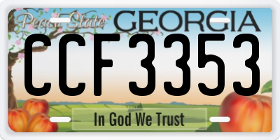 GA license plate CCF3353