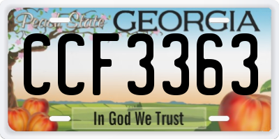 GA license plate CCF3363