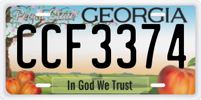 GA license plate CCF3374