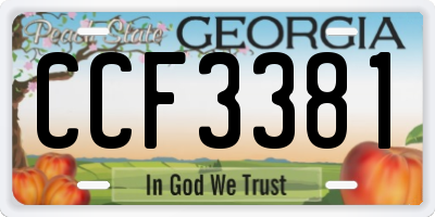 GA license plate CCF3381