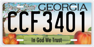 GA license plate CCF3401