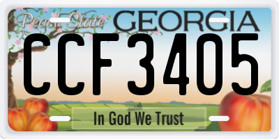 GA license plate CCF3405