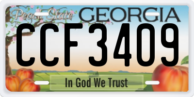 GA license plate CCF3409
