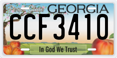 GA license plate CCF3410