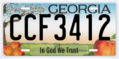 GA license plate CCF3412