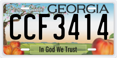 GA license plate CCF3414
