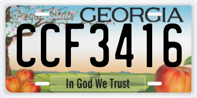 GA license plate CCF3416