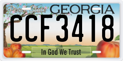 GA license plate CCF3418