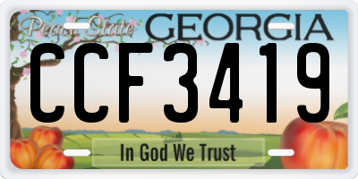 GA license plate CCF3419