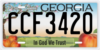 GA license plate CCF3420