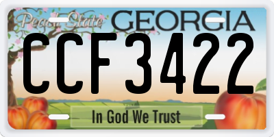 GA license plate CCF3422