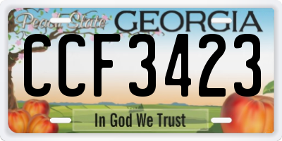 GA license plate CCF3423