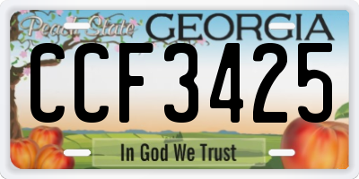 GA license plate CCF3425