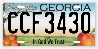 GA license plate CCF3430