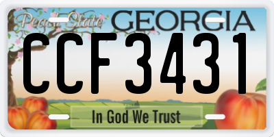 GA license plate CCF3431