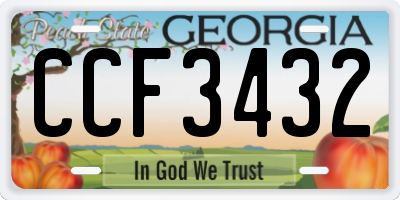 GA license plate CCF3432